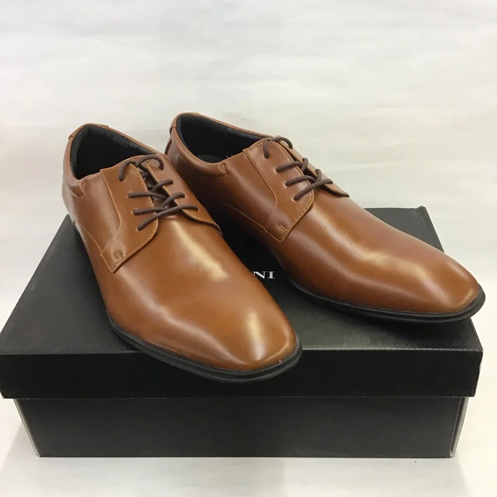 New Mens Alfani Andrew Plain Toe Derbys In Dark Tan Size 11 M